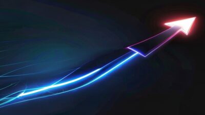 Next.js 16 로고와 마이그레이션을 상징하는 화살표가 미래적인 서울 야경 위로 빛나는 일러스트레이션